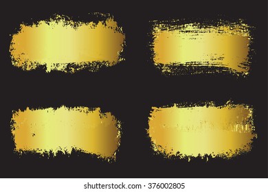 Golden paint stains.Vector golden banners.