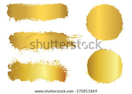 Golden paint stains.Vector golden stain set.