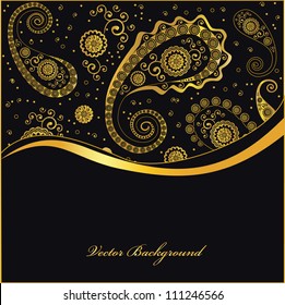 golden paisley background, vector