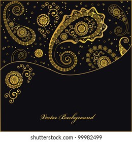 golden paisley background, vector
