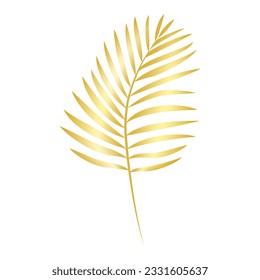 Golden palm branch. Palm leaf isolated with golden gradient. Vector illustration.