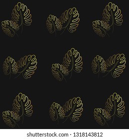  Golden palm leafs pattern vector illustration