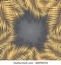 Golden Palm Leaves Background. Vector Illustration. EPS 10