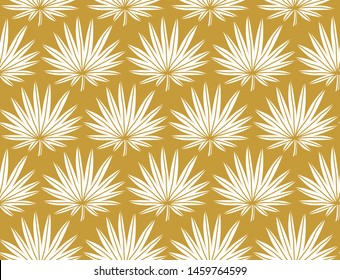 Golden palm leaves pattern. Tropical  vector seamless background. Exotic jungle leaf botanical illustration.
