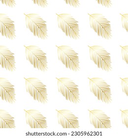 Golden palm leaves seamless pattern. Geometric pattern with pulm leaf