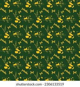 Golden Panda With Green Background Premium Wallpaper