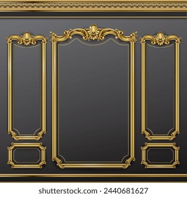 Golden panel baroque cabinet wall