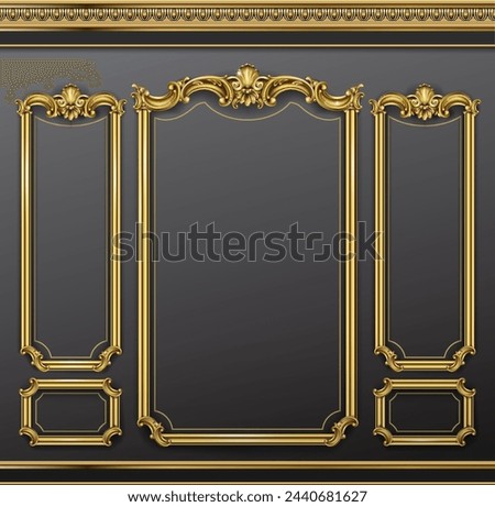 Golden panel baroque cabinet wall
