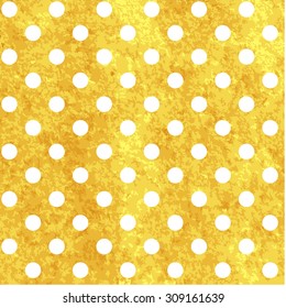 Golden paper polka dot vector seamless pattern 