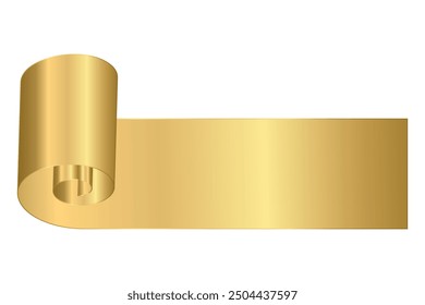 Golden papyrus, old parchment for manuscript or letter. The scroll has been richly decorated with gold since ancient times. Vector illustration.