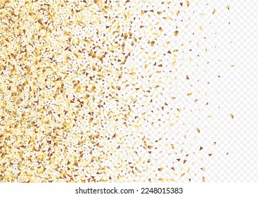 Resumen de partículas doradas Fondo transparente. Fondo De La Lluvia De Glamour. Ilustración De La Caída Del Polvo Amarillo. Textura de la novia Foil.