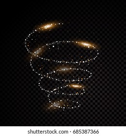 Golden particle abstraction spiral black background