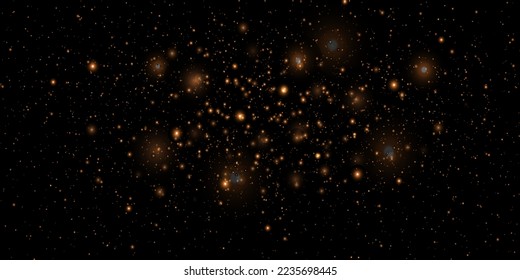 Golden particles abstract background with glittering golden dust star floor particles. Beautiful futuristic sparkling in space on a black background.
