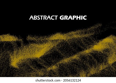 Golden particles drifting in the wind against a black background,vector background