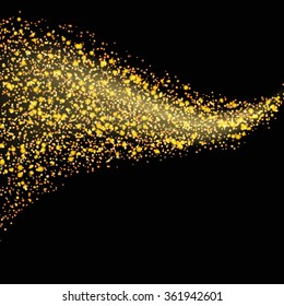 Golden Particles Flowing Over Black Background Stock Vector (Royalty ...