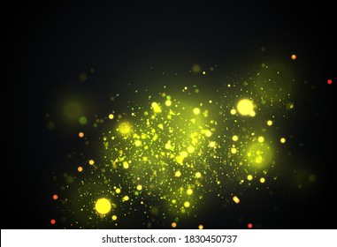 Golden particles. Glowing yellow bokeh circles abstract gold luxury background