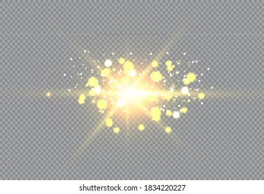 Golden particles. Glowing yellow bokeh circles abstract gold luxury background