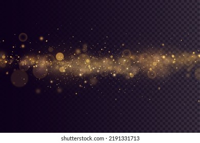 golden particles. light effect. Gold dust. background decoration.Christmas dust.