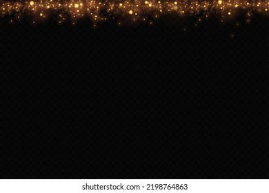 golden particles. light effect. Gold dust. background decoration.Christmas dust.