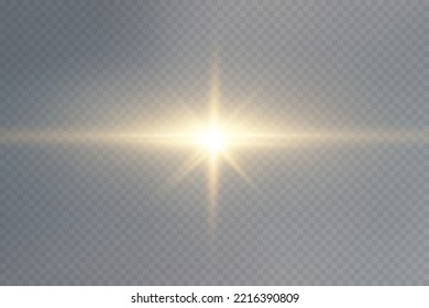 Partículas doradas de luz. Luz dorada. Lámpara de luz.Estrellas aisladas en un fondo transparente.