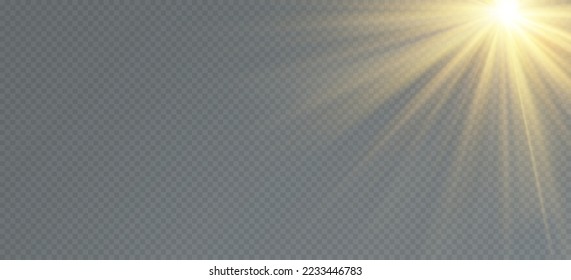 Golden particles of light. Golden light. Light flare.Stars isolated on transparent background.