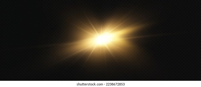 Golden particles of light. Golden light. Light flare.Stars isolated on transparent background.