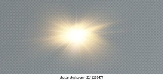 Golden particles of light. Golden light. Light flare.Stars isolated on transparent background.