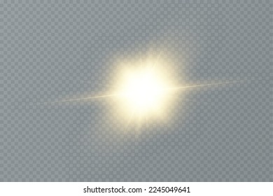 Golden particles of light. Golden light. Light flare.Stars isolated on transparent background.
