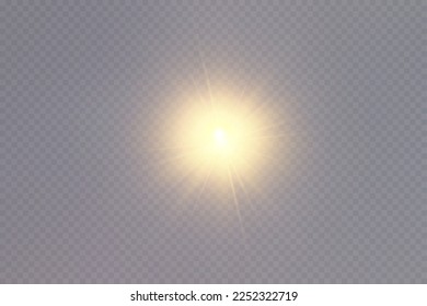 Partículas doradas de luz. Luz dorada. Lámpara de luz.Estrellas aisladas en un fondo transparente.