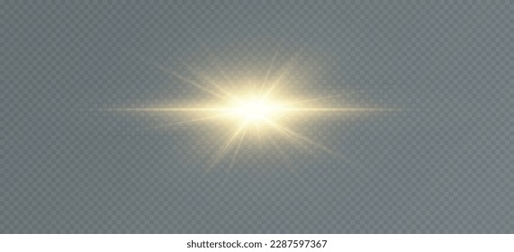 Golden particles of light. Golden light. Light flare.Stars isolated on transparent background.