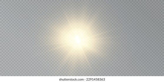 Golden particles of light. Golden light. Light flare.Stars isolated on transparent background.