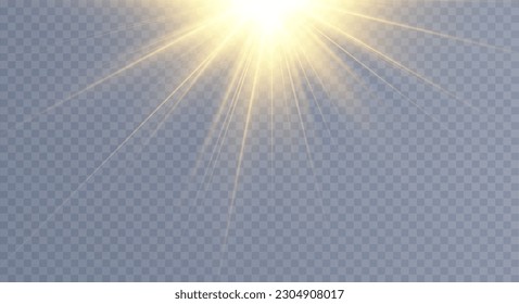 Golden particles of light. Golden light. Light flare.Stars isolated on transparent background.