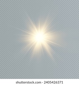 Partículas doradas de luz. Luz dorada. Lámpara de luz.Estrellas aisladas en un fondo transparente.	