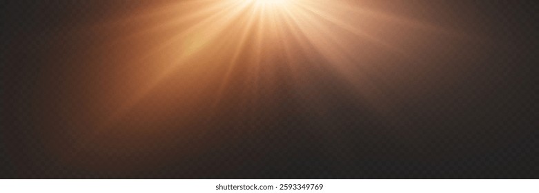 Golden particles of light. Golden flash of rays and star explosion.