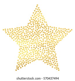 Golden particles star background. Isolated on white. Vector illustration