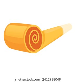 Golden party blower icon cartoon vector. Fun colored. Decoration roll paper