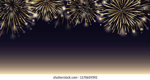 golden party firework in the night sky vector illustration EPS10