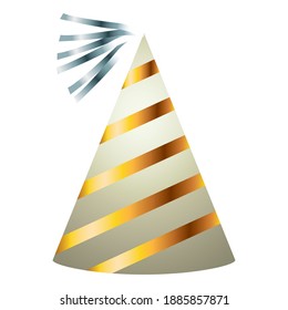 golden party hat cone celebration icon vector illustration design