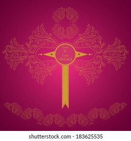Golden pattern among delicate floral elements