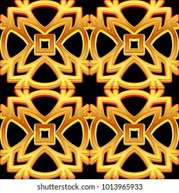 Golden pattern with arabic ornament. Texture for textile or fabric design. Luxury style.