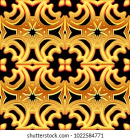 Golden pattern with arabic ornament. Texture for textile or fabric design. Luxury style.