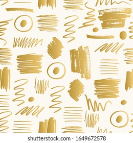 Goldenes Muster mit Pinsel- und Markerdoodles. Vektorillustration Goldfolie-Illustration. Handgezeichnet.