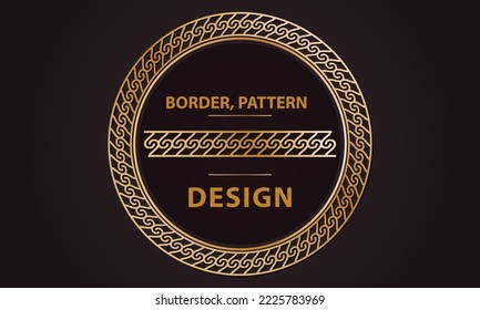 Golden pattern in a circle. Ornament, decorative border.