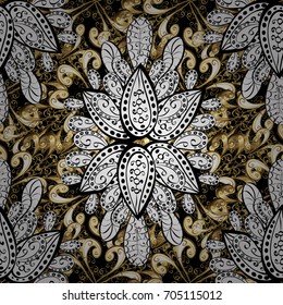 And golden pattern. Elegant vector classic pattern. Seamless abstract background with repeating elements.