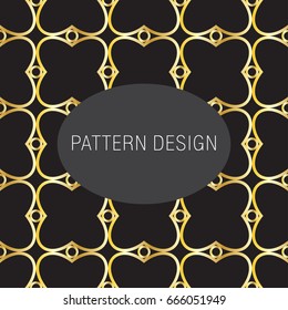 Golden pattern with floral shapes, seamless background, vector.