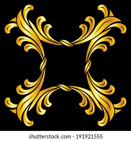 Golden pattern in floral style over black