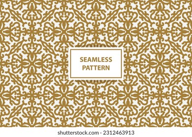 golden pattern. Luxury ornamental seamless ornament in traditional arabian, moroccan, turkish style. Gold abstract floral mosaic background texture. Modern minimal label. Premium design