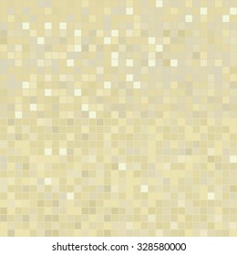 Golden pattern made of squares with copy space. Pixel mosaic background