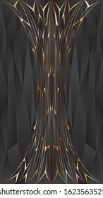 Golden pattern on abstract triangles paint background. Modern screen vector design for mobile app