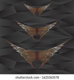 Golden pattern on abstract triangles paint background. Modern screen vector design for mobile app